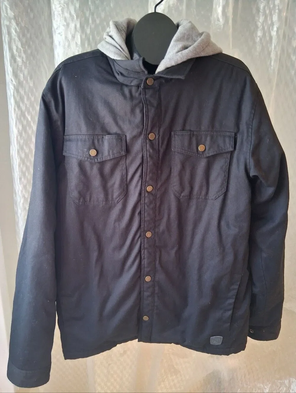 Noble Outfitters Men's Black Hooded Field Jacket - Classic Casual Layer Sz L